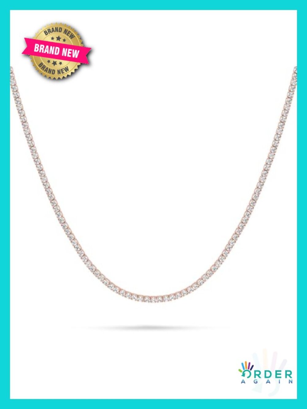 Sterling Silver Tennis Choker Necklace Round Cut Cubic Zirconia